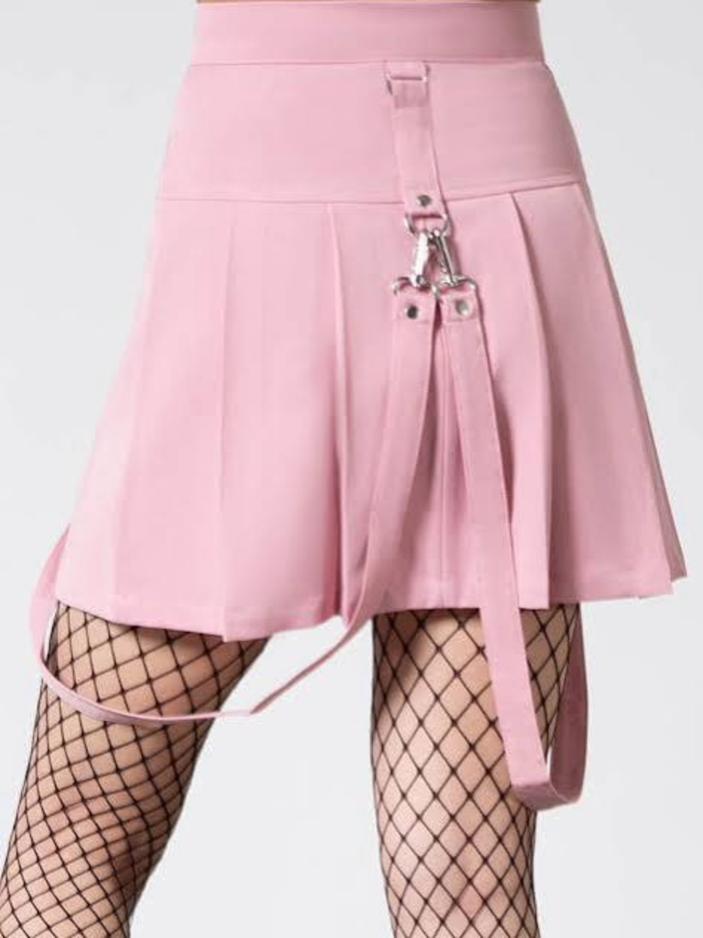 Killstar Pink Pleated Mini Skirt with Zip & Strap Hardware - Picture 9 of 9
